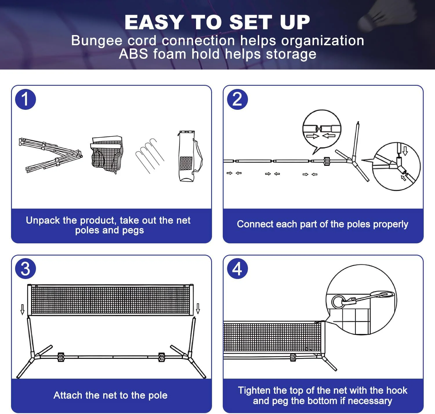 Badminton Net - Height Steel 10FT Multi Sport Net