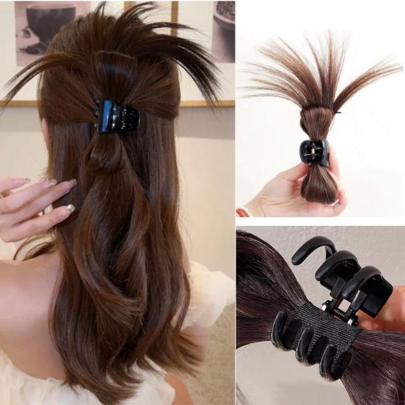 Feather Shuttlecock - Synthetic Women Half-tie Hair Claw Feather